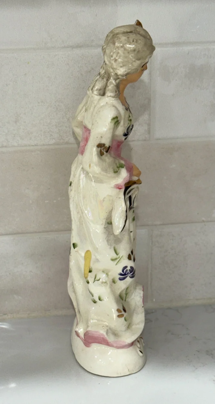 Vintage Porcelain Rococo Courting Couple Figurines Japan Gold Floral Set Regency